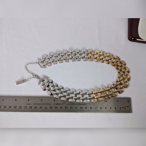Steve Madden Gold & Silver Tone Collar  Necklace - Picture 6 of 8